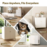 Convend Stylish Cat Litter Box Enclosure, Modern Hidden Litter Box Furniture with Tall Legs, Side Entrance, and Dual Use as End Table for Living Room or Bedroom (White & Gold) Convend