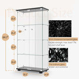Display Cabinet with Glass Door and Lock, 4-Shelf Fast Installation in 30 Mins Curio Cabinets with 5mm Tempered Glass Floor Standing Bookshelf for Bedroom, Living Room (65'' x32'' x14'', Black) WoodArtSupply