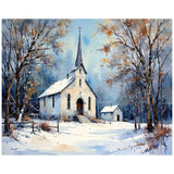 Winter Church Paint by Numbers Kit for Adults - DIY Snowy Chapel Scene Painting on Canvas 16x20 Inches, Acrylic Paint Set, Suitable for Beginners, Tranquil Art for Home Decoration or Gifts TAOPAOLAB