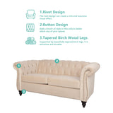 QHITTY Accent Sofa, Chesterfield Loveseat Modern Velvet Couch Upholstered Sofa with Tufted Back for Living Room Furniture (Beige) QHITTY