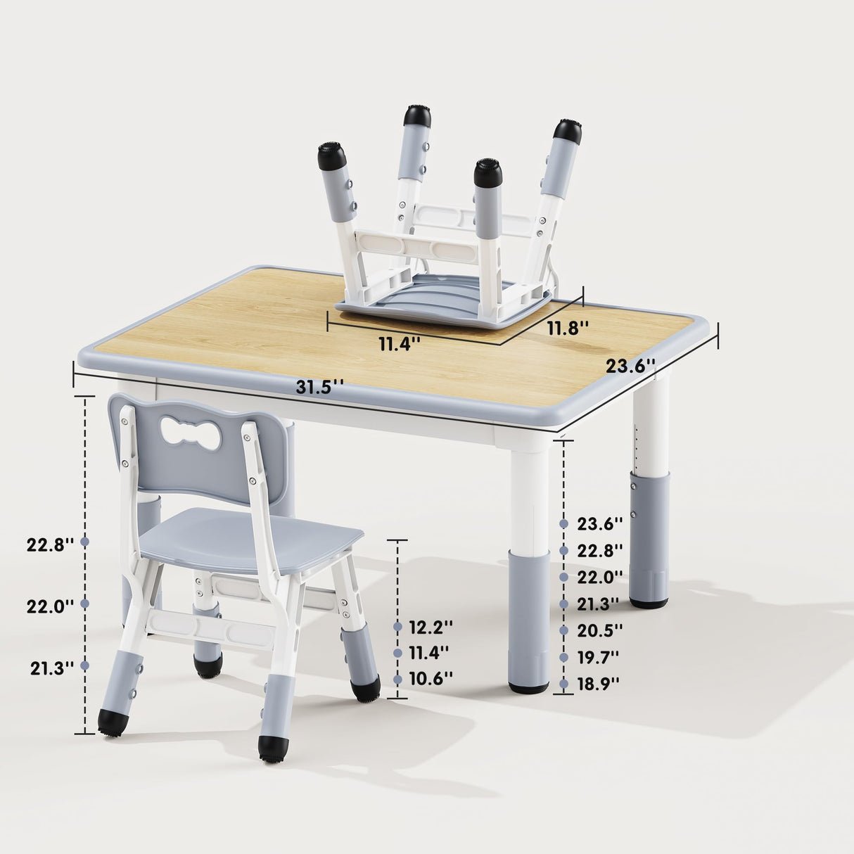 Brelley Kids Table and 2 Chairs Set, Height Adjustable Toddler Table and Chair Set, Graffiti Desktop, Classroom/Daycare/Home, Children Multi-Activity Table for Ages 2-8 Brelley