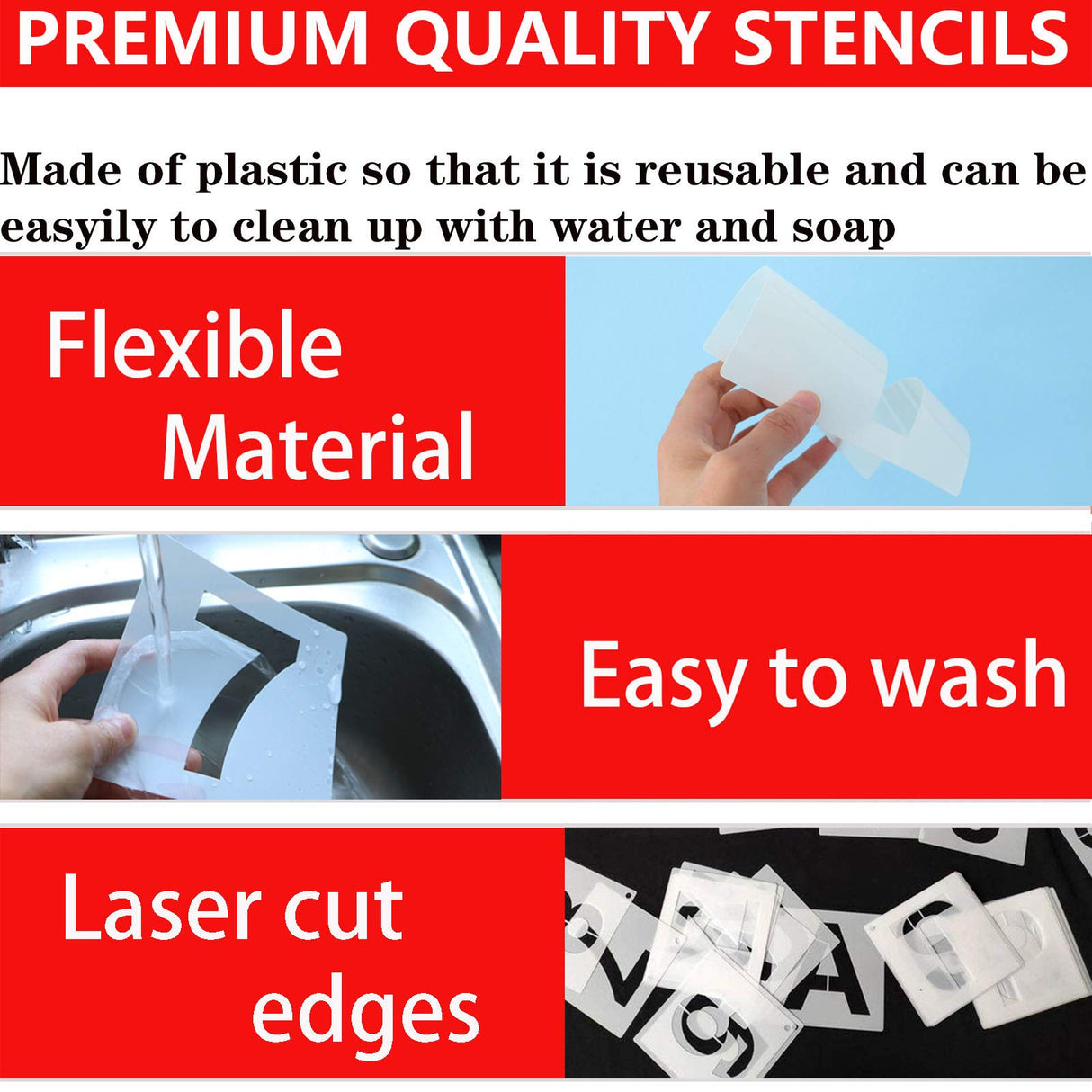 4 Inch Letter Stencils and Numbers, 36 Pcs Alphabet Art Craft Stencil, Reusable Plastic Templates for Wood, Wall, Fabric, Rock, Signage (4 Inch) YEAJON