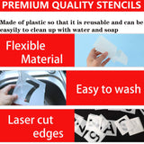 4 Inch Letter Stencils and Numbers, 36 Pcs Alphabet Art Craft Stencil, Reusable Plastic Templates for Wood, Wall, Fabric, Rock, Signage (4 Inch) YEAJON