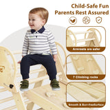 Doerpuz Pikler Triangle Set 7 in 1,Foldable Baby Climbing Toys Wooden,Toddler Climbing Toys Indoor,Climbing Toys for Toddlers 1-3,with Ramp, Arch and Ladder(Nature Wood) Doerpuz