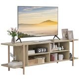 Giluta TV Stand for TV up to 75 Inch, Wood TV Cabinet with Open Storage, Entertainment Center TV Console Table, Coffee Table for Living Room (Light Oak) Giluta