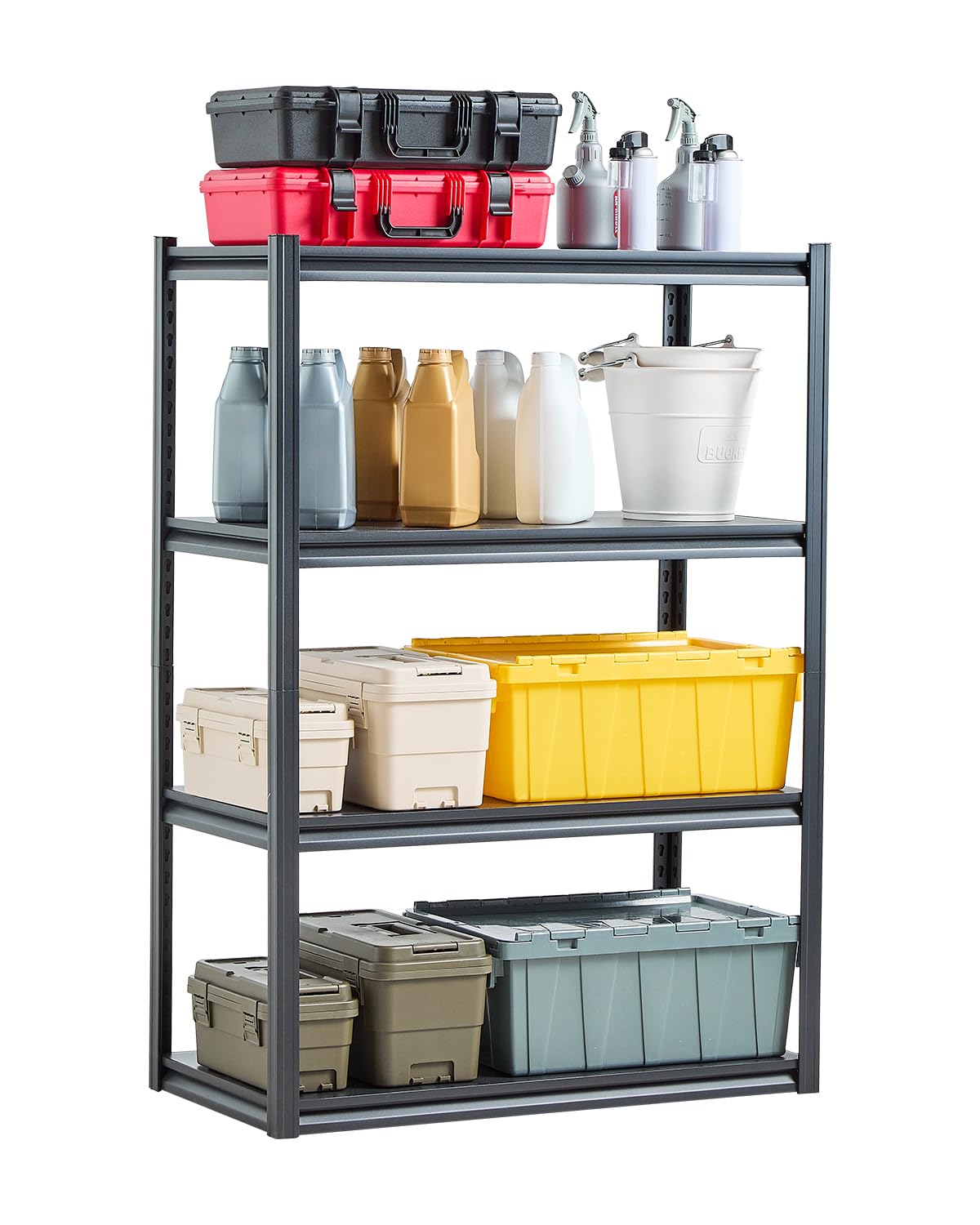 VEVOR Storage Shelves, 2400 lbs, 4 Tier Garage Storage Shelving, 20" D x 40" W x 57" H Adjustable Metal Shelves for Garage Shelves Utility Rack Shelf, Ideal for Kitchen, Warehouse, Basement, Black VEVOR