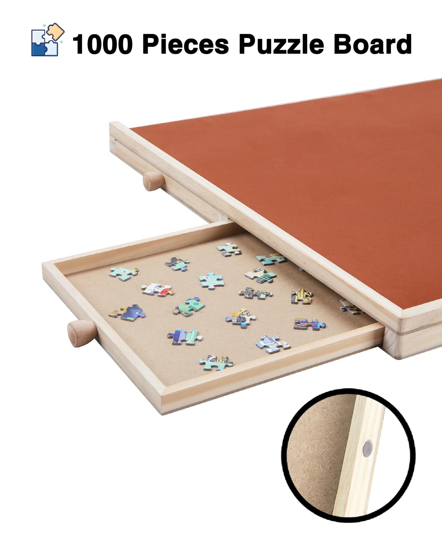 YISHAN Wooden Jigsaw Puzzle Board Table for 1000 Pieces with Drawers and Cover, Adjustable Puzzle Easel, Portable Tilting Puzzle Plateau for Adults and Children - WoodArtSupply