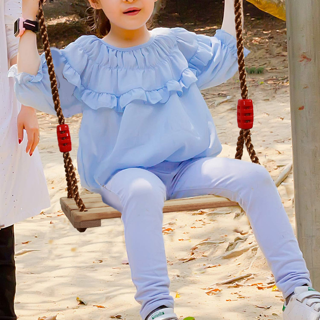 KINJOEK 15.8 x 6.3 Wooden Swing, Hanging Wooden Tree Swings Seat Adjustable 48 to 83 Inches Cable, 220 lbs Capacity Birch Wood Durable, Sturdy Swings for Adult Kids Children Garden, Yard, Indoor Use KINJOEK