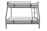 Novogratz Maxwell Metal Bunk Bed Frame for Kids and Teens, with Angled Ladder, High Guardrail and Metal Slats, No Boxspring Required, Underbed Storage Space, Twin-Over-Full, Gray Novogratz