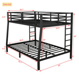 KEIKI Metal Full XL Over Queen Bunk Bed with Guard & Ladder, Heavy-Duty Bunk Bed for Teens and Adults, No Box Spring Needed - Black KEIKI