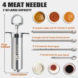 Ofargo 304-Stainless Steel Meat Injector Syringe Kit with 4 Marinade Needles for BBQ Grill Smoker, 2-oz Large Capacity, Both Paper User Manual and E-Book Recipe OFG