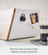 Yamazaki Home Metal Bread Box With Removable Bamboo Wooden Cutting Board Lid, Kitchen Storage Box YAMAZAKI