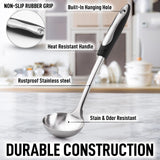 Zulay Kitchen Stainless Steel Cooking Utensil - Stainless Steel Kitchen Utensil - Durable Kitchen Gadgets - Metal Kitchen Accessories - Easy to Clean Kitchen Tools - 12" Soup Ladle Zulay Kitchen