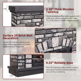 IFBUY Farmhouse Electric Fireplace with Mantel, 42" Fireplace TV Stand w/23'' Freestanding Electric Fireplace Heater, Remote Control, Adjustable 3D Realistic Flame Level for Living Room, Light Grey IFBUY