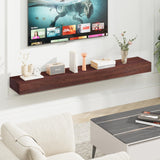 SAUMONIERES Fireplace Mantel Shelves 60 Inch Solid Wood Wall Mounted Long Floating Shelf Hollow, Brown SAUMONIERES