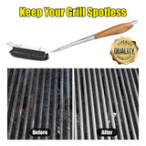 XUDAKAIXIN Grill Brush Bristle Free,Unique Steel Fibers Pad Perfect for Grill Grates/Blackstone Griddle - with Strong Stainless Steel Wooden Handle and 1 Cleaning Head,Grill Brush for Outdoor Grill XUDAKAIXIN