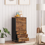 HOOBRO 7-Drawer Chest, File Cabinet, Wooden File Cabinet, Office Cabinet with Drawers, Storage Cabinet, for Home Office, Study, Easy Assembly, Rustic Brown and Black BF07WJ01 HOOBRO