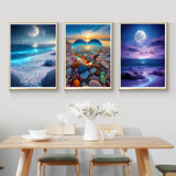 HSENJT 5D Diamond Painting Kits Beach Love for Adults Beginners,Sea Stone DIY Diamond Art,Love Heart Stone Paint with Round Diamonds for Home Wall Decor Gift(30x40cm/11.8X15.7Inch) HSENJT