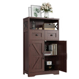 Dark Brown Storage Cabinet with Drawers and Shelves, Standing Kitchen Pantry Cabinet, Floor Storage Cabinet Hutch Cupboard, Coffee Bar Cabinet Station for Dining Living Room Home Office Befrases