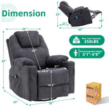 VIVIJASON Manual Massage Rocker Recliner Chair, 360° Swivel Glider Lounge Chair with Heat Ergonomic Home Theater Recliner Sofa with 2 Cup Holders, Side Pockets & USB Ports for Living Room, Grey VIVIJASON