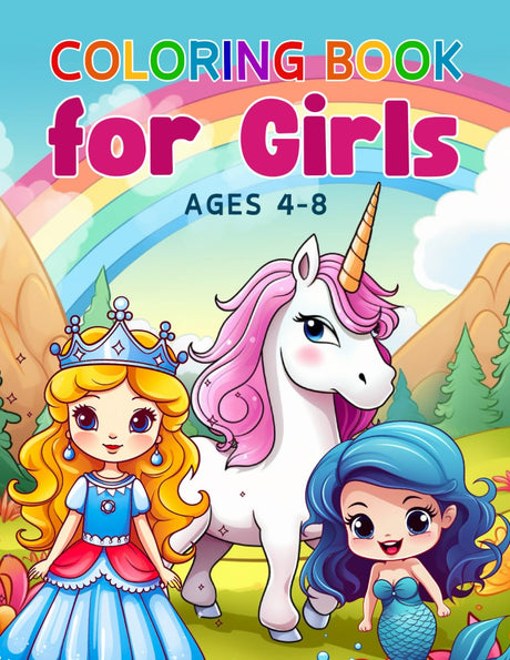 Coloring Book for Girls Ages 4-8: Magical Worlds and Whimsical Adventures of Unicorns, Mermaids and Princesses WoodArtSupply