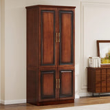 Tafeumob Solid Wood Armoire Wardrobe: Small Classic 2 Doors Solid Wood Bedroom Armoires with Hangingrod Clothes Cabinet Storage Cherry Red Finish 31.26" L x 19.69" W x 70.87" H Tafeumob