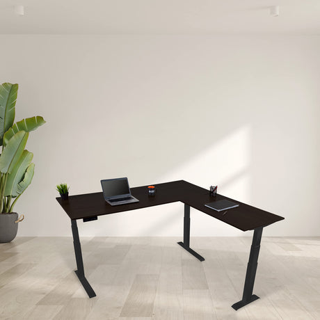 Stand Up Desk Store Triple Motor Electric L-Shaped Corner Standing Desk with EZ Assemble Frame (Black Frame/Black Top, 71" W x 71" D) S Stand Up Desk Store