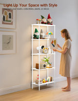 OUTONLIFE 5 Tier Bookshelf with LED Light, Dimmable Bookcase with Touch & Remote Control, 3 Color Temperatures, Tall Modern Display Standing Shelf for Living Room, Bedroom, Home Office (White) OUTONLIFE