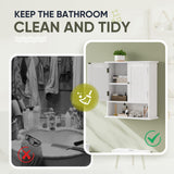 Smuxee White Bathroom Cabinet Wall Mounted, Small Bathroom Medicine Cabinet with 2 Door Adjustable Shelves, Bathroom Wall Cabinet Over Toilet for Laundry Room Kitchen Smuxee