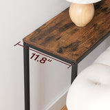 MAHANCRIS 78.7" Console Table with USB Ports, Sofa Table, Narrow Entryway Table with Outlets, 11.8" Wide Couch Table, Industrial Entry Table for Hallway, Living Room, Bedroom, Rustic Brown CTHR320E01 MAHANCRIS