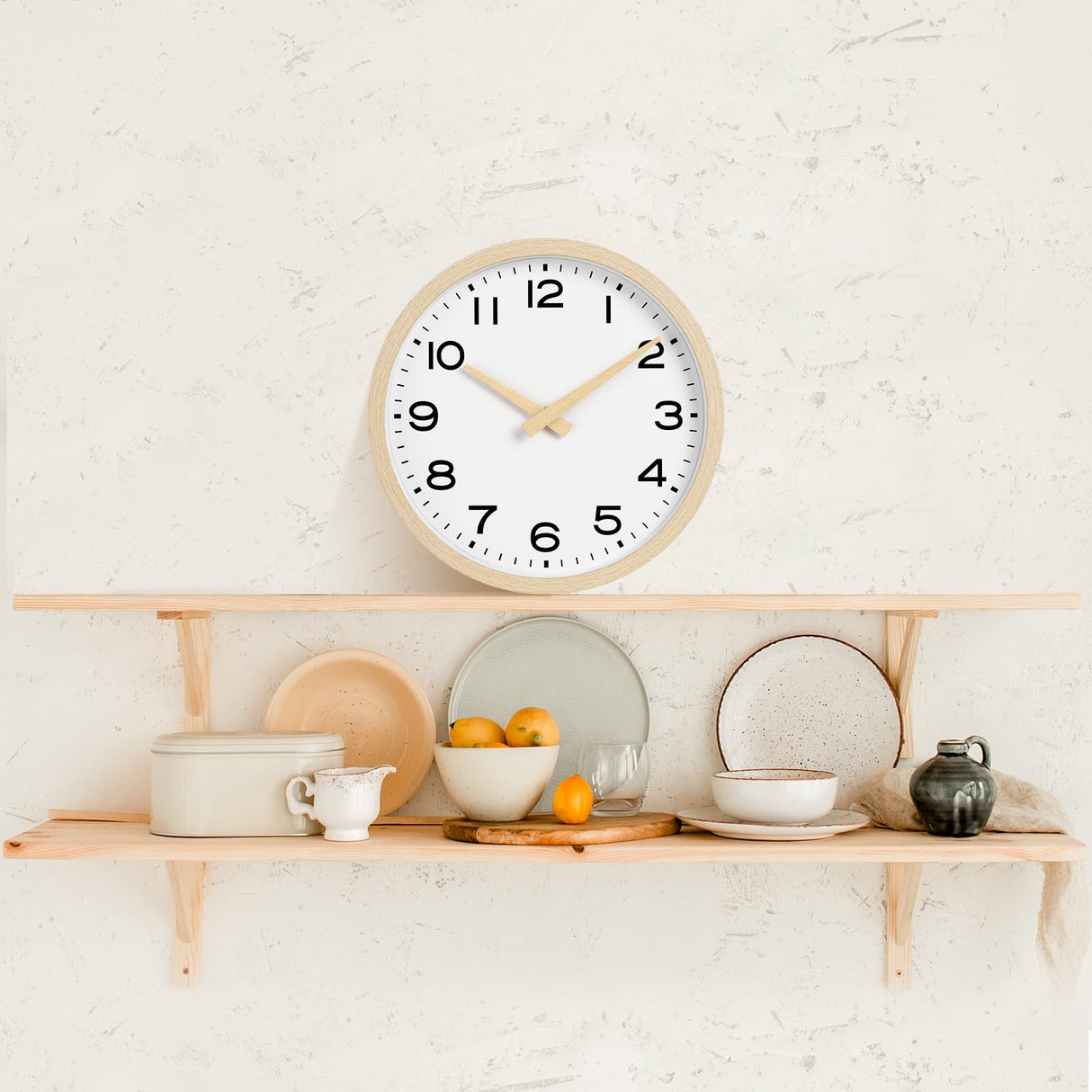 AKCISOT Wall Clock,Boho Kitchen 10 Inch Wall Clocks Battery Operated Non Ticking,Silent Modern Clock Decorative for Bedroom,Office,Bathroom,Living Room,Home (Wood Grain) AKCISOT