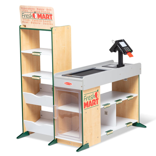 Melissa & Doug Freestanding Wooden Fresh Mart Grocery Store - FSC Certified - WoodArtSupply