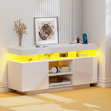 HOMMPA LED Lift Top Coffee Table and TV Stand Set of 2,Modern LED Entertainment Center with Power Outlets for up to 65" TV, Coffee Table with Hidden Compartment & 1 Open Shelve & 1 Drawers White HOMMPA