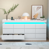 Gyfimoie 12 Drawer Dresser with Power Outlet, Dresser with LED Light, Modern Chest of Drawers for Closet, Double Wide Drawer Organizer Cabinet for Bedroom, Living Room (White, 12 Drawers) Gyfimoie