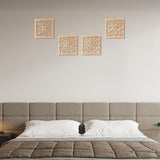 KOYILTD 4 Pieces Thicken Rustic Wall Decor,Flower Carved Wall Art,Wooden Hollow Carved Design (Square, 8.2in) KOYILTD
