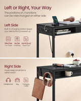 VASAGLE 39.3-Inch Rectangular Bar Table with Power Outlet and Adjustable Feet in Ebony Black VASAGLE