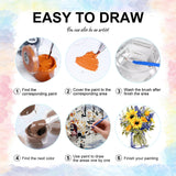 Yezavesu Flower Framed Paint by Numbers Kit for Adults Beginner & Kids Ages 8-12, Flowers Paint by Number Without Easel, DIY Adult Paint by Numbers Sunflower for Home Wall Decor Gift 10x 10 inch Yezavesu