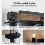 DUJAHMLAND Farmhouse Vanity Light Fixture,3-Light Bathroom Wood Wall Light Over Mirror with Clear Glass Shade, Rustic Vintage Wall Sconce Lighting.(Antique Wood, 3-Light) DUJAHMLAND