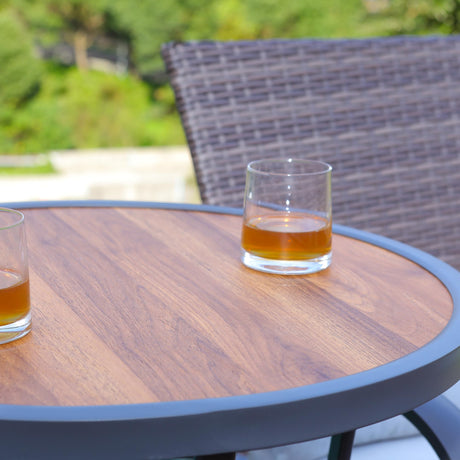 Naga Bahna Outdoor Bar Height Bistro Table, 40-Inch Patio Bar Table Bistro Dining Table Pub Table with Wooden-Like Table Top & Metal Frame Naga Bahna