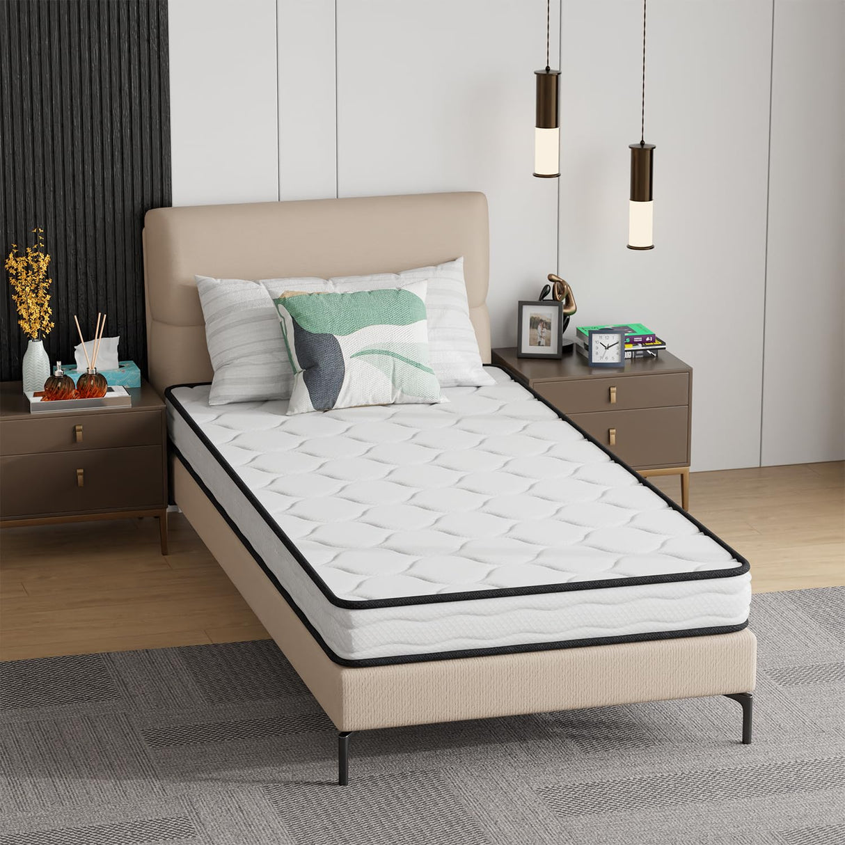 PayLessHere 6 Inch Hybrid Mattress with Innerspring and Foam/Fiberglass Free/Medium Firm Spring Mattress/Twin Size Mattress in a Box/CertiPUR-US Certified/Cool Sleep Pressure Relief PayLessHere