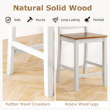 Giantex Counter Height Bar Stools Set of 2, 24" Farmhouse Counter Height Bar Dining Chairs with Back, Rubber Wood Footrest, Acacia Wood Legs, Wooden Barstools for Kitchen Island Pub Restaurant, White Giantex