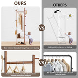 Taitiy Solid Wood Coat Rack Clothes Rack, Coat Rack Freestanding with 2 Shelves and 5 Hooks, Heavy Duty Coat Tree for Entryway, Living room, Coat Hanger Stand for Hats, Bags Clothes(Walnut Brown) Taitiy