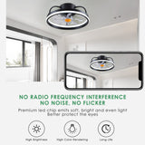 Mpayel Flush Mount Ceiling Fans with Lights and Remote Control，Modern Enclosed Bladeless,15'' Low Profile Ceiling Fan with Stepless Dimming Lighting Fixture for Bedroom Kitchen（Black）…… Mpayel