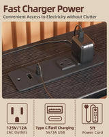 TIQLAB Computer Desk with Drawers and Power Outlets, 47 Inch Gaming Desk with LED Lights, Home Office Desk with Monitor Stand and Keyboard Tray, Study Writing Work Desk for Home Office, Black TIQLAB