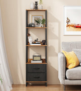 VIMBER Tall Bookshelf with Drawers, 6-Tier Tall Bookcase for Books, Garage Kit, CDs, Movies, Modern Standing Bookshelves Storage Organizer for Bedroom Office Living Room Rustic Brown USSJ002F VIMBER