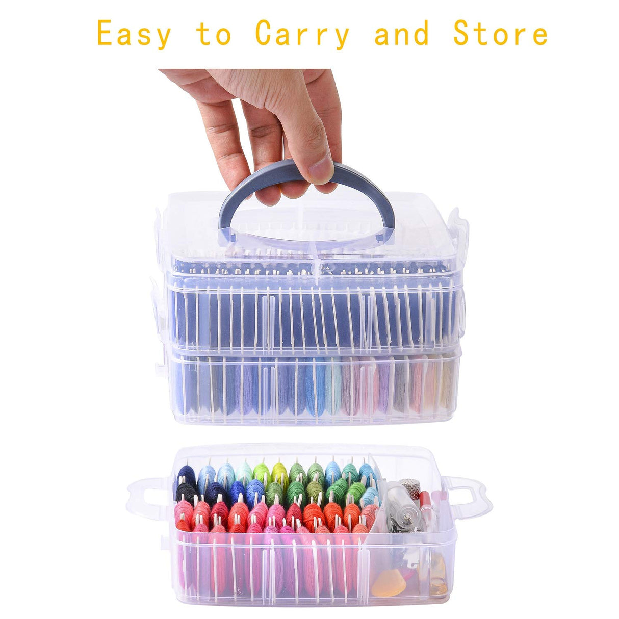 Peirich 201 Pack Embroidery Floss Kit, Includes Embroidery Threads 3-Tier Organizer Box Embroidery Kits for Friendship Bracelets Cross stitch DIY Floss Craft, Gift for Halloween Christmas Mother's Day Peirich