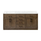 OVE Decors Maya Plus 72 in. Double Sink Bathroom Vanity in Almond Latte Finish, Black Hardware and Included Power Bar OVE Decors