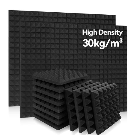 36 Pack AUSLET Acoustic Panels 12 x 12 x 2 Inches, Pyramid Sound Proof Foam Panels for Wall, High Density Black Acoustic Foam Panels,Soundproof Wall Panels AUSLET