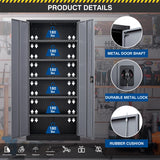 Fesbos Metal Storage Cabinet-72” Tall Steel File Cabinets with Lockable Doors and Adjustable Shelves-Black&Gray Steel Storage Cabinet for Kitchen, Office, Garage Fesbos