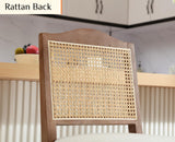 EALSON Counter Height Bar Stools Set of 2 Farmhouse Barstools with Rattan Back Linen Upholstered Bar Chairs Mid Century Wood Breakfast Bar Stool Chairs for Kitchen Island, 30 Inch Beige EALSON